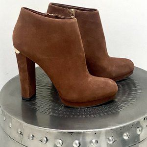 NEW! MICHAEL Michael Kors Haven Suede Booties - Cognac - Size 7.5